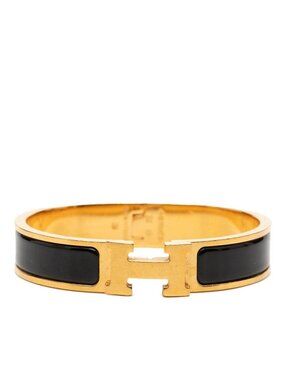 Hermes Click PM Bracelet Gold Black Plated Enamel